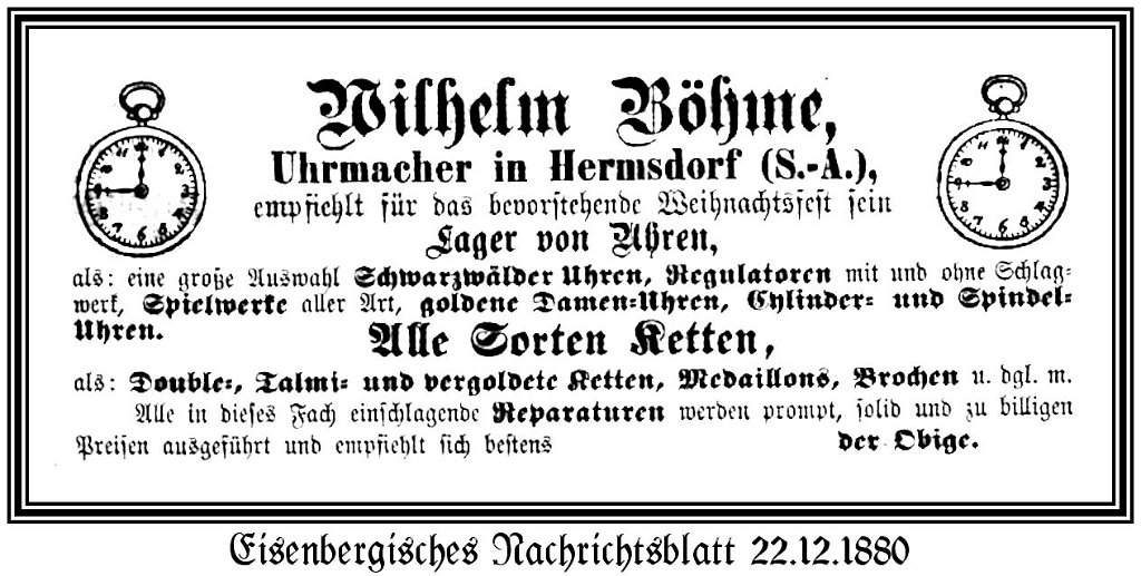 1880-12-22 Hdf Boehme Uhrmacher